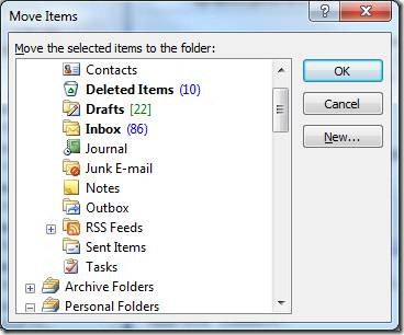 Move Items in Outlook