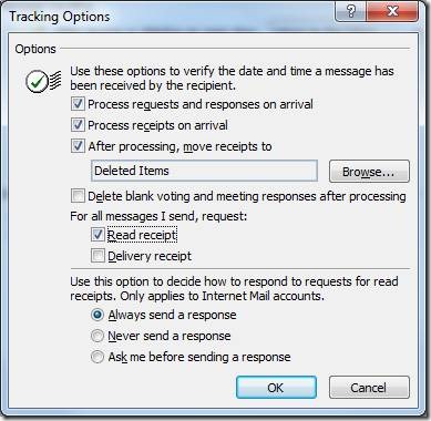 Outlook Tracking Options