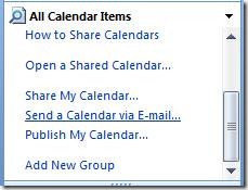 Send a Calendar via E-mail