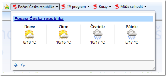 Oblast Web Slice “Počasí Česká republika”