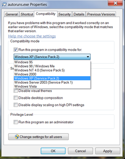 Compatibility Tab, Windows Vista, Windows 7
