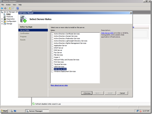 Windows Server 2008 Roles list