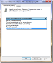 User Account Control: Behavior of the elevation prompt for administrators in Admin Approval Mode