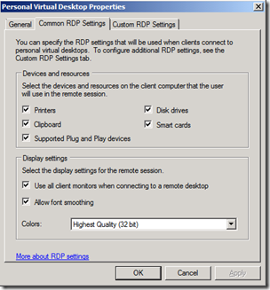 Common RDP Settings