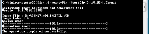 Dism /Unmount-Wim /MountDir:D:\W7_WIM /Commit