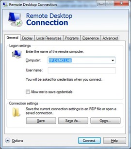 Figura 6: Creazione del file RDP per la connessione al computer remoto