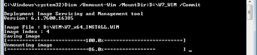 Dism /Unmount-Wim /MountDir:D:\W7_WIM /Commit 