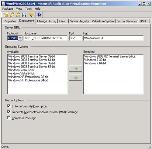 Figura 10: Inserimento della versione del Sistema operativo prima del salvataggio del package