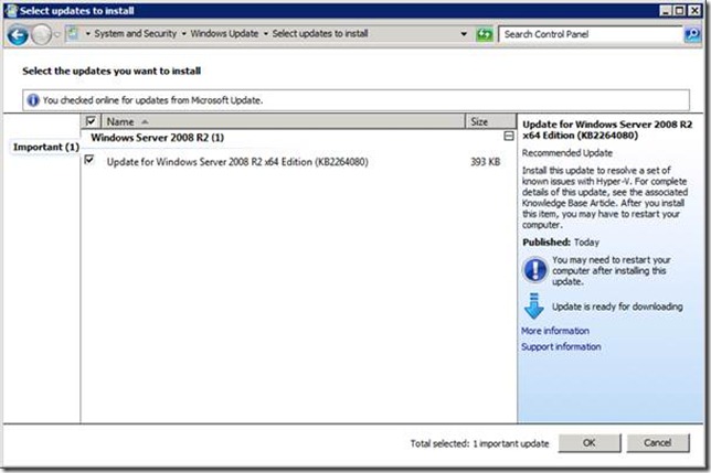 KB 2264080 - An update rollup package for the Hyper-V role in Windows Server 2008 R2: August 24, 2010