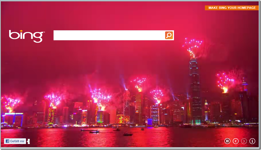 Zum Jahresausklang: “Live” Feuerwerk auf der Bing Startseite