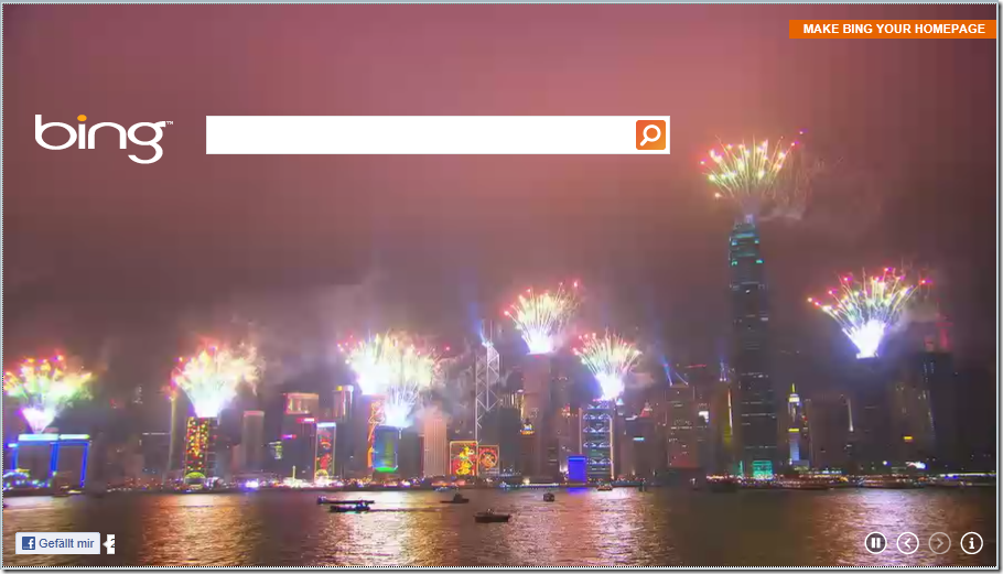 Zum Jahresausklang: “Live” Feuerwerk auf der Bing Startseite
