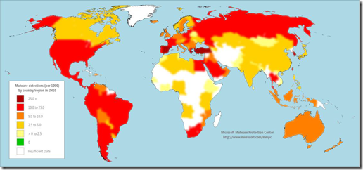 Abbildung: Infizierungsraten nach Land/Region im 2. Quartal 2010 per CCM