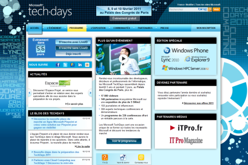 Site des Microsoft TechDays 2011