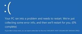 BSOD: VHD_BOOT_HOST_VOLUME_NOT_ENOUGH_SPACE