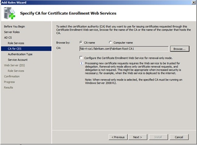 Figure 3 - Select the certification authority