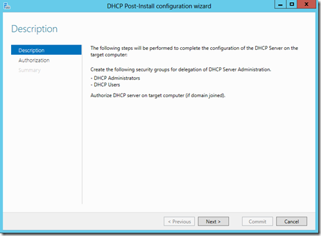 DHCP Post-Install configuration wizard