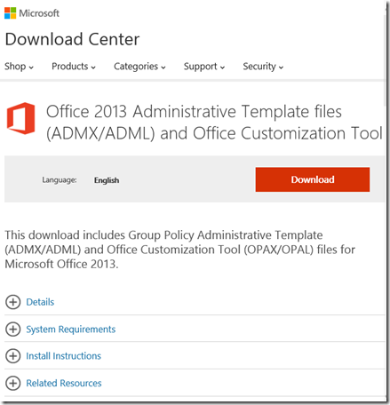 Office 2013 ADMX/ADML file download