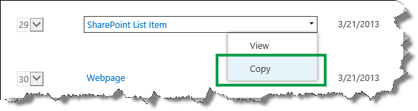 Copy the SharePoint List Item result type