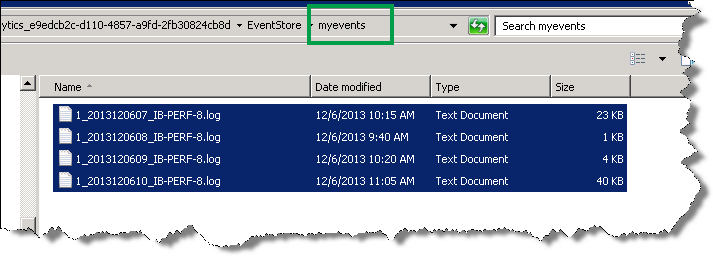 Usage event files copied to myevents
