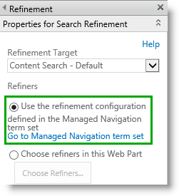 Configure Refinement Web Part