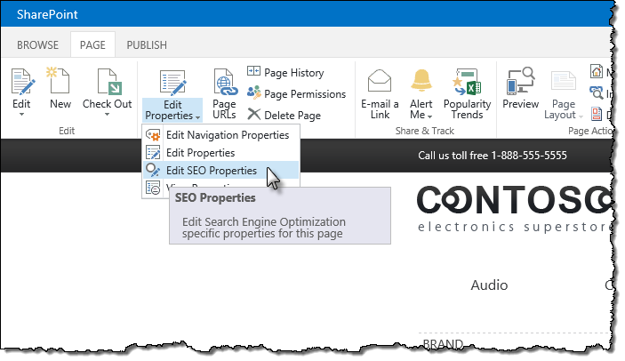 Edit SEO Properties in SharePoint