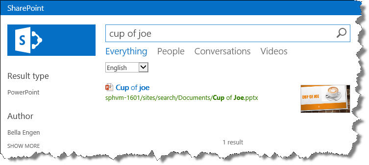 Search result for cup of joe