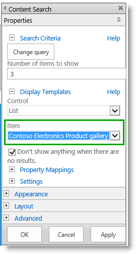 Apply item display template