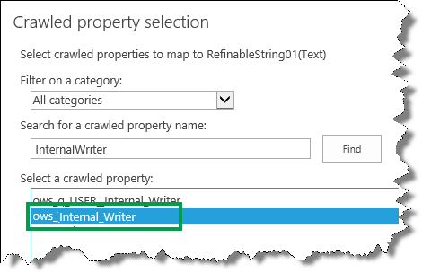 Select crawled property with ows_ prefix