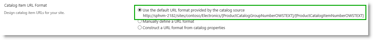 Catalog Item URL Format