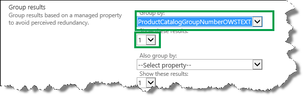 Group by ProductCatalogGroupNumberOWSTEXT