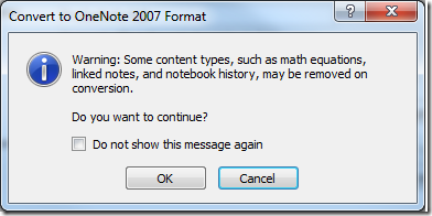 Convert to OneNote 2007 Format