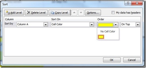 Sort on Cell Color