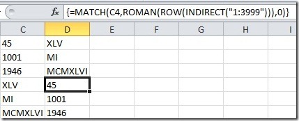 Roman numeral conversion formulas