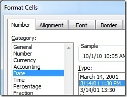 Format Cells, Date