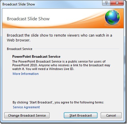 Select Broadcast Slide Show Service