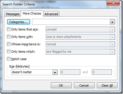 Search Folder Criteria 2