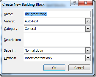 Create New Building Block