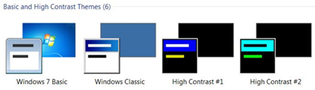Windows 7 Basic and High Contrast Themes
