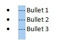 Select symbols vertically to remove from bulleted list