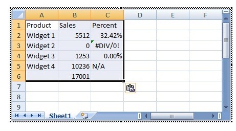 Excel table inside of Word