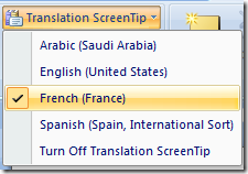 Translation ScreenTip in Word 2007