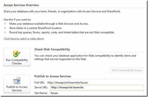 Publish to Access Services