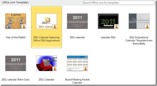 Calendar templates on Office.com