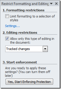 Restrict Formatting and Editing