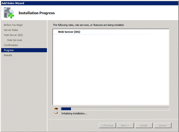 Windows Server 2008: Progress dialog