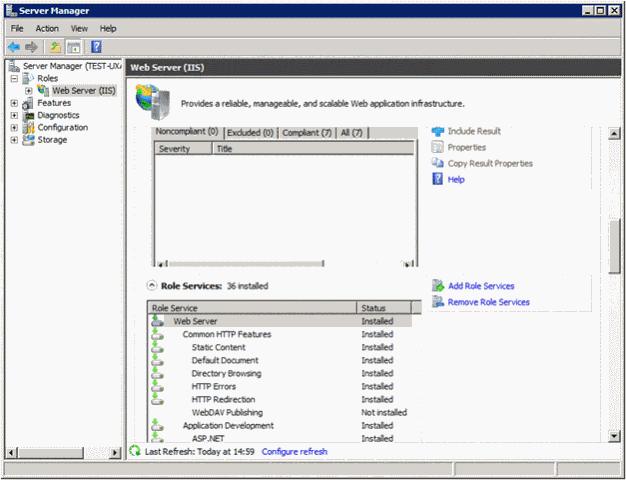 Windows Server 2008 Server Manager - selected Web Server Role window