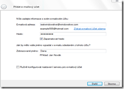 Nastavení e-mailového klienta Windows Live v systému Windows