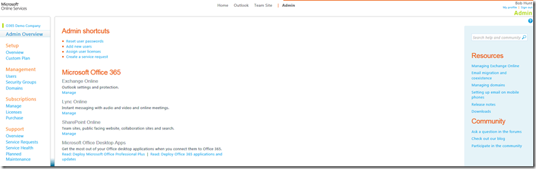 Office 365 Admin Console - root2