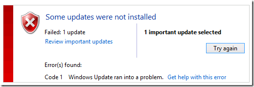Windows Update Code 1