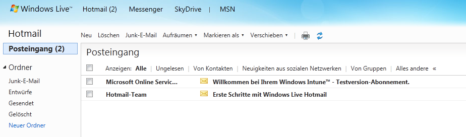 Windows Live Posteingang